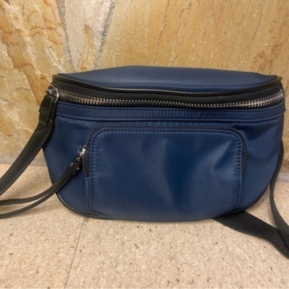 Christopher Kon crossbody ‘Fanny pack’ in rich navy blue shade with black detail